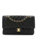 Caviar Quilted Medium Double Flap Black