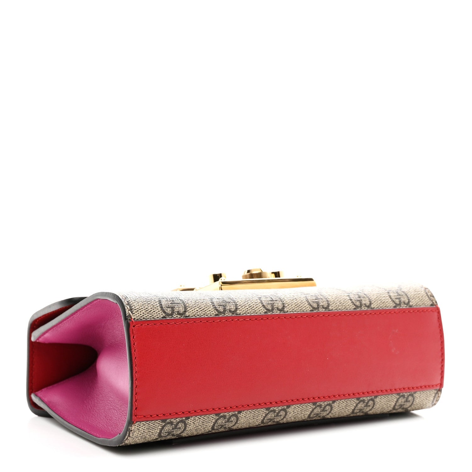 GG Supreme Monogram Calfskin Small Padlock Shoulder Bag Beige Hibiscus Red New Rosette