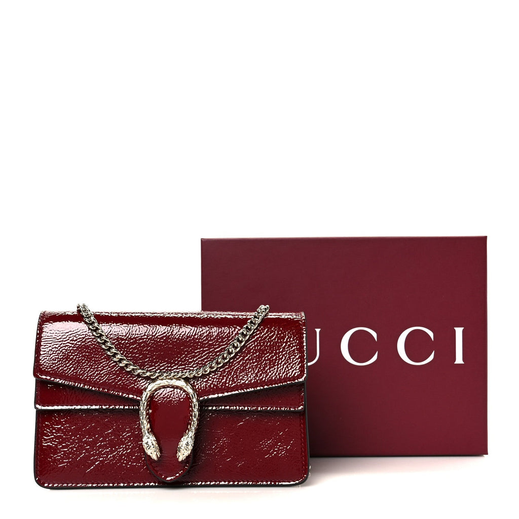 Crinkled Patent Mini Dionysus Shoulder Bag Rosso Ancora Red