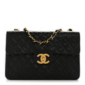 Lambskin Quilted XL Jumbo Single Flap Black