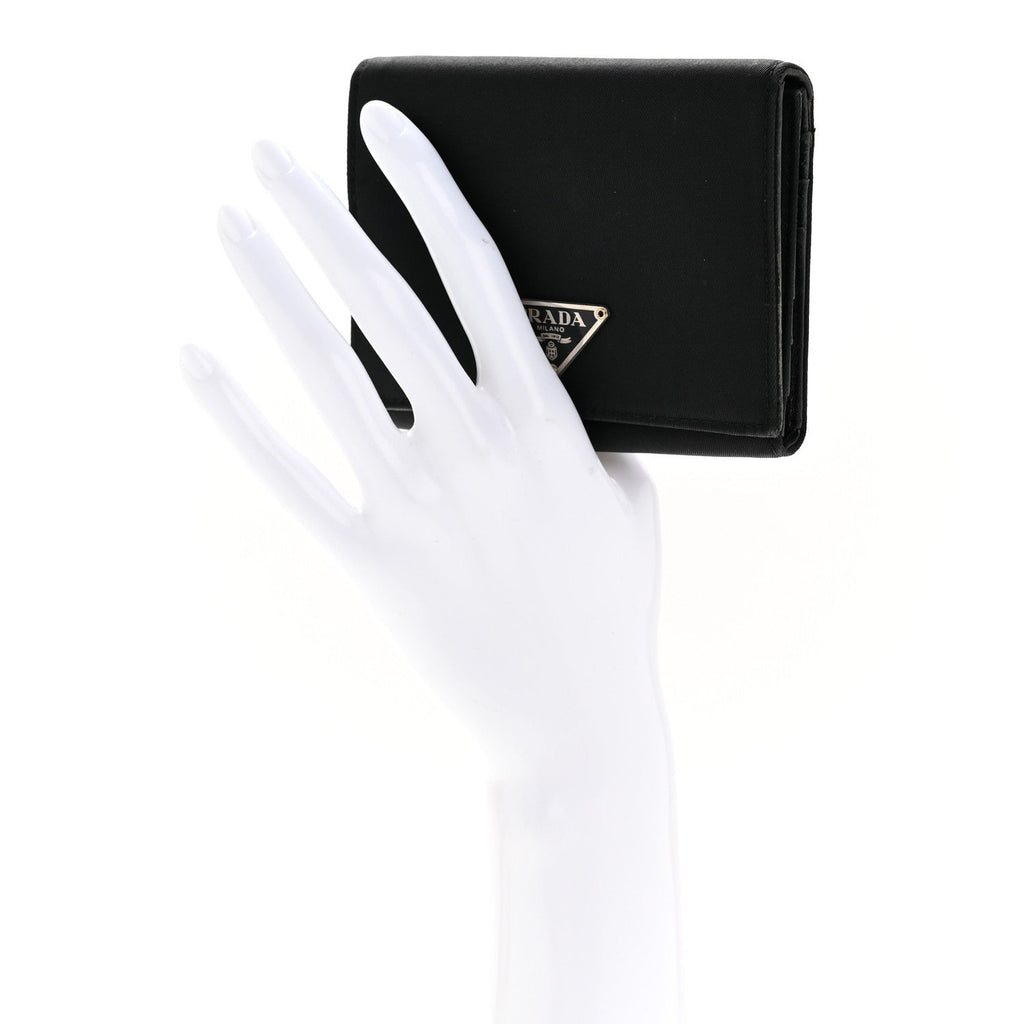 Tessuto Nylon Tri-Fold Compact Wallet  Black
