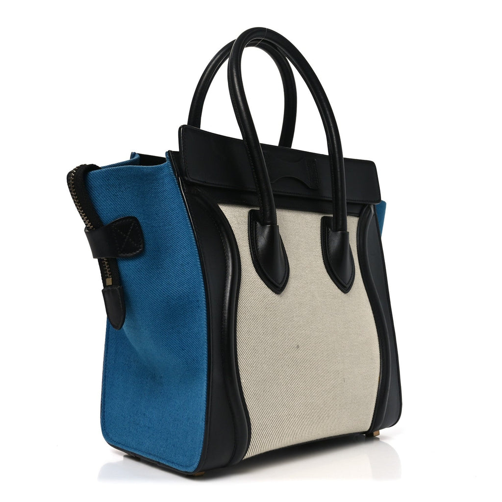 Canvas Smooth Calfskin Micro Tri-Color Luggage Royal