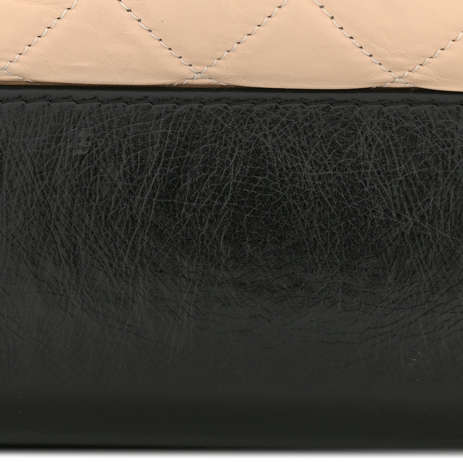 Aged Calfskin Quilted Medium Gabrielle Hobo Beige Black