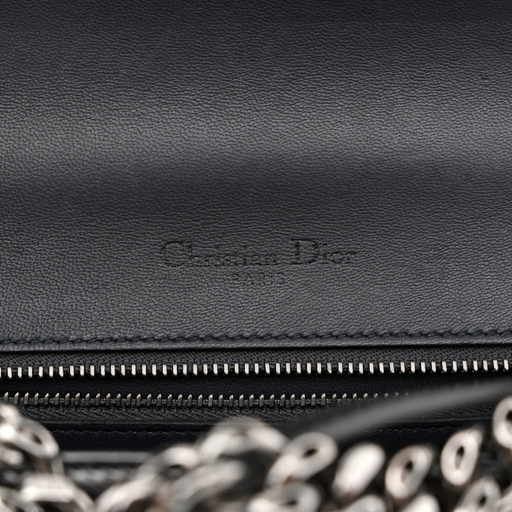 Metallic Patent Micro-Cannage Medium Diorama Flap Bag Onyx Black