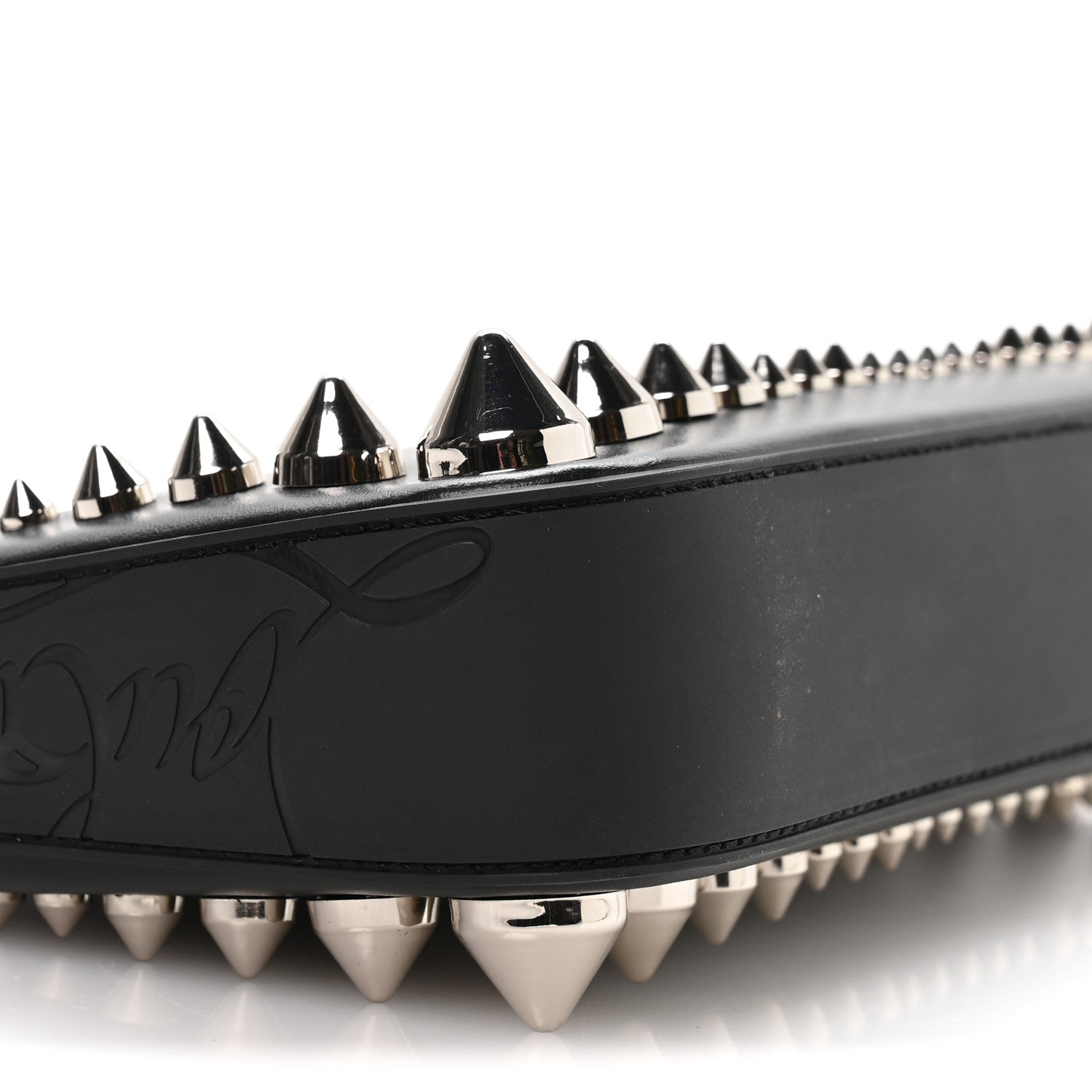 Calfskin Paris Spiked Loubila Chain Clutch Black
