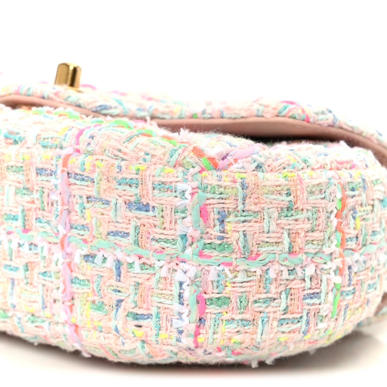 Tweed Quilted Baywatch Top Handle Flap Light Pink Green Orange Purple