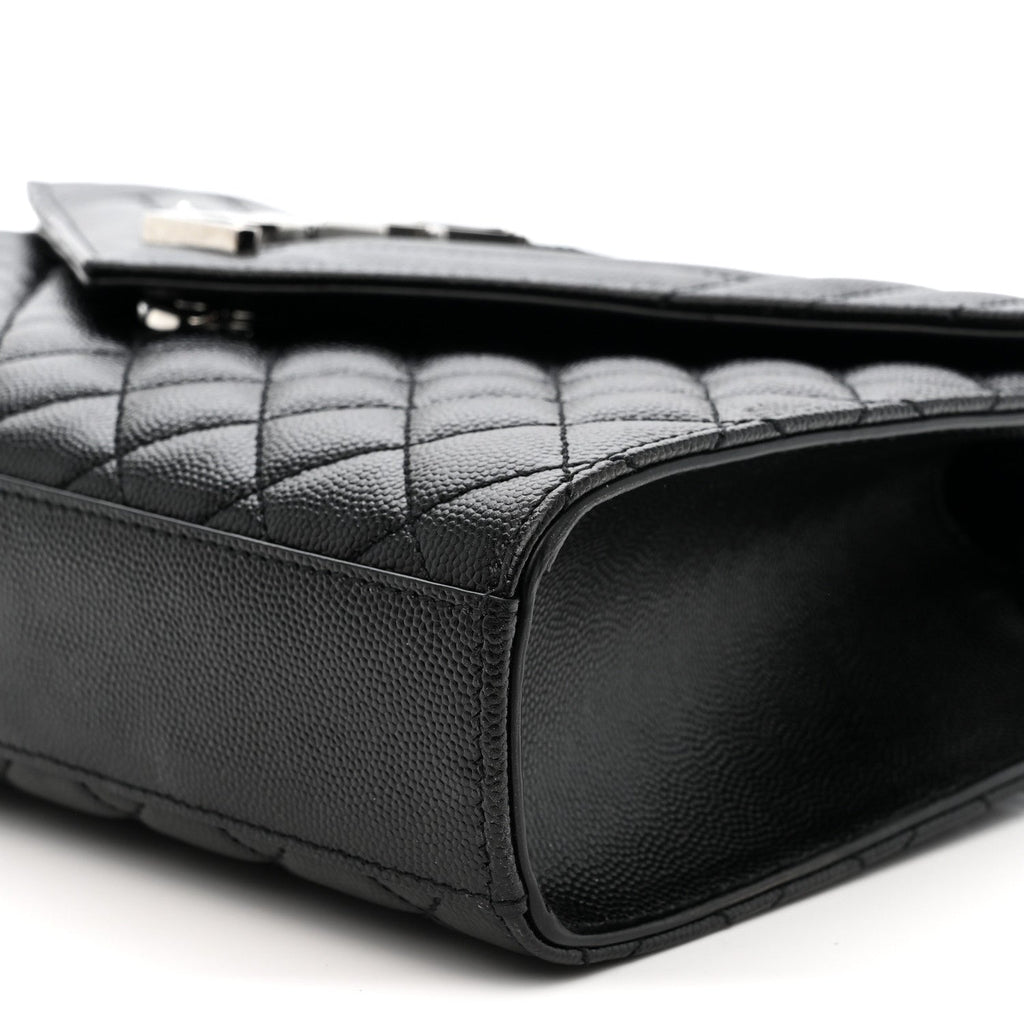 Grain De Poudre Textured Mixed Matelasse Triquilt Medium Monogram Satchel Black