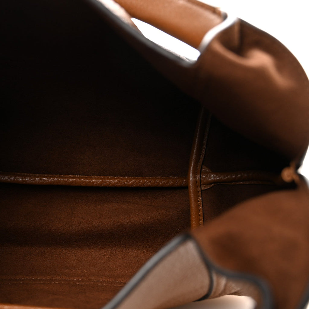 Grained Calfskin Softbit Medium Shoulder Bag Brown