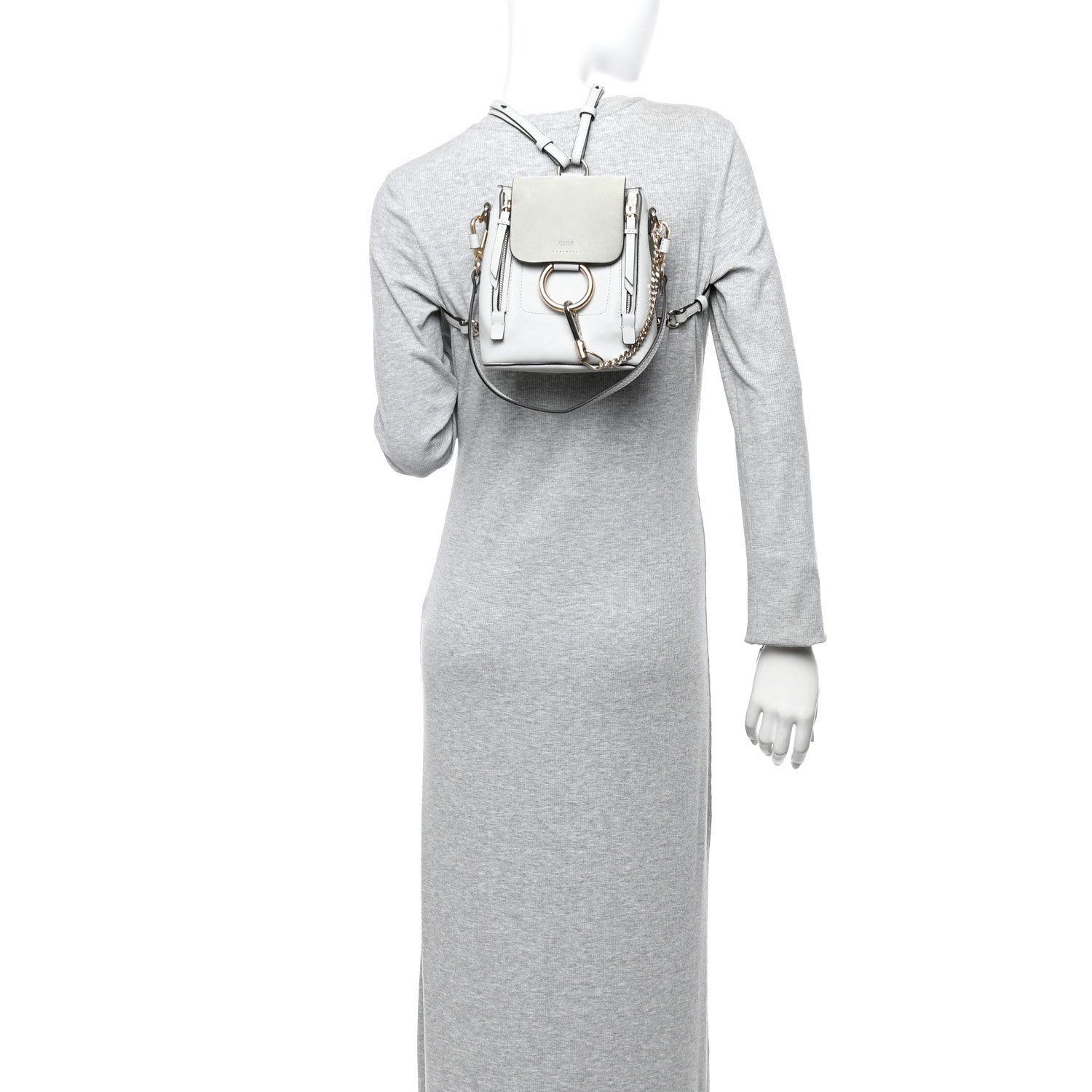 Suede Calfskin Mini Faye Backpack Airy Grey