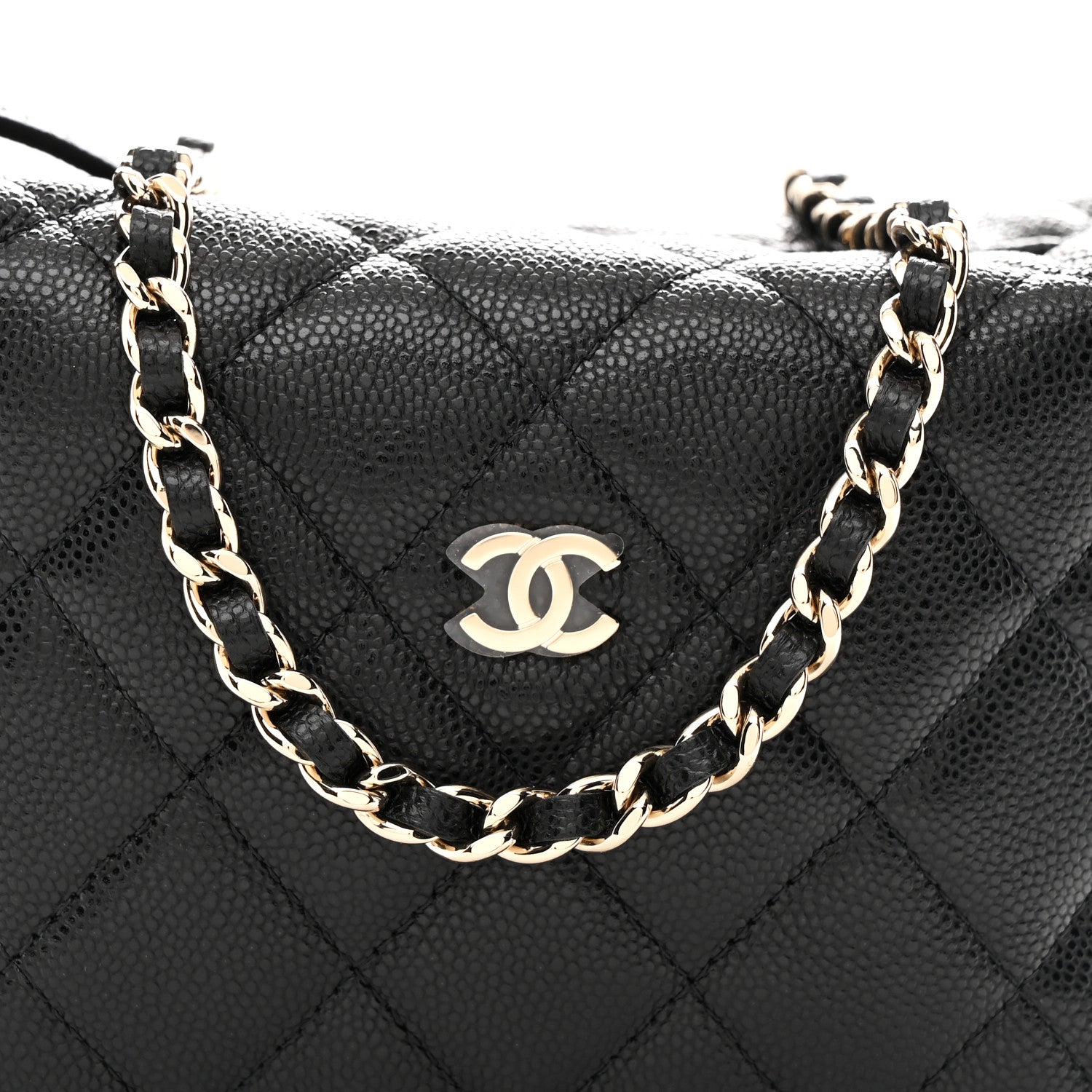 Caviar Quilted Hobo Clutch With Chain Black
