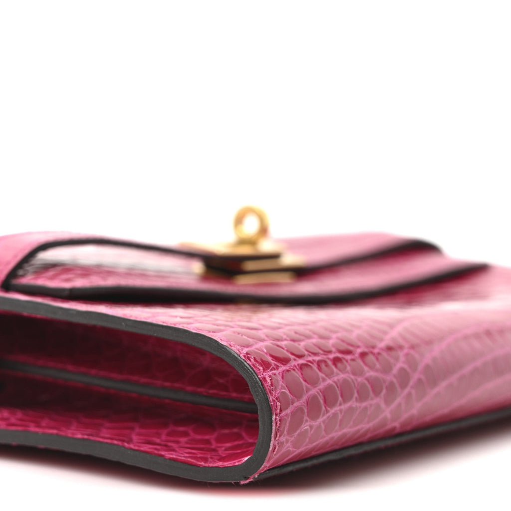 Shiny Alligator Kelly Wallet To Go Rose Scheherazade