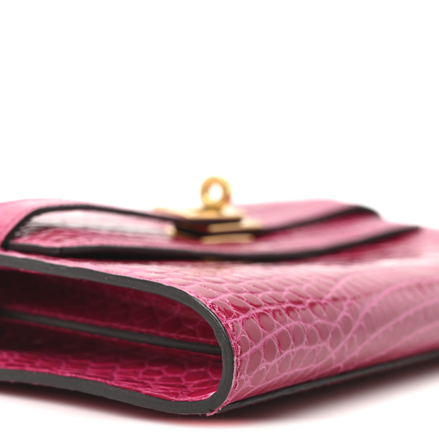 Shiny Alligator Kelly Wallet To Go Rose Scheherazade