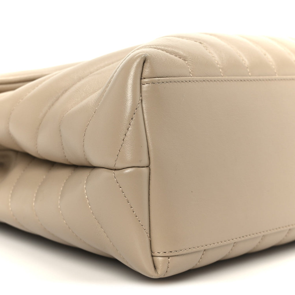 Calfskin Y Quilted Monogram Medium Loulou Chain Satchel Dark Beige