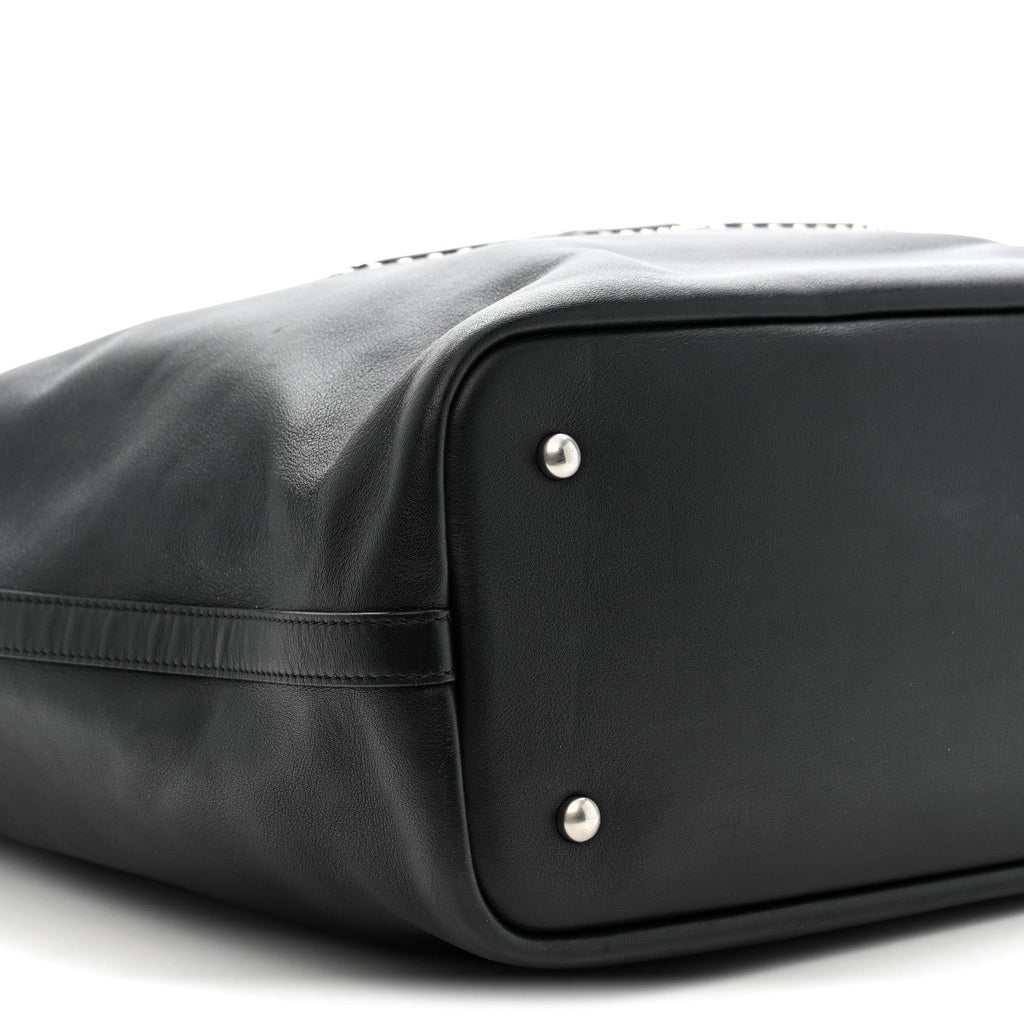 Calfskin Large Coco Eyelets Shopping Tote Black