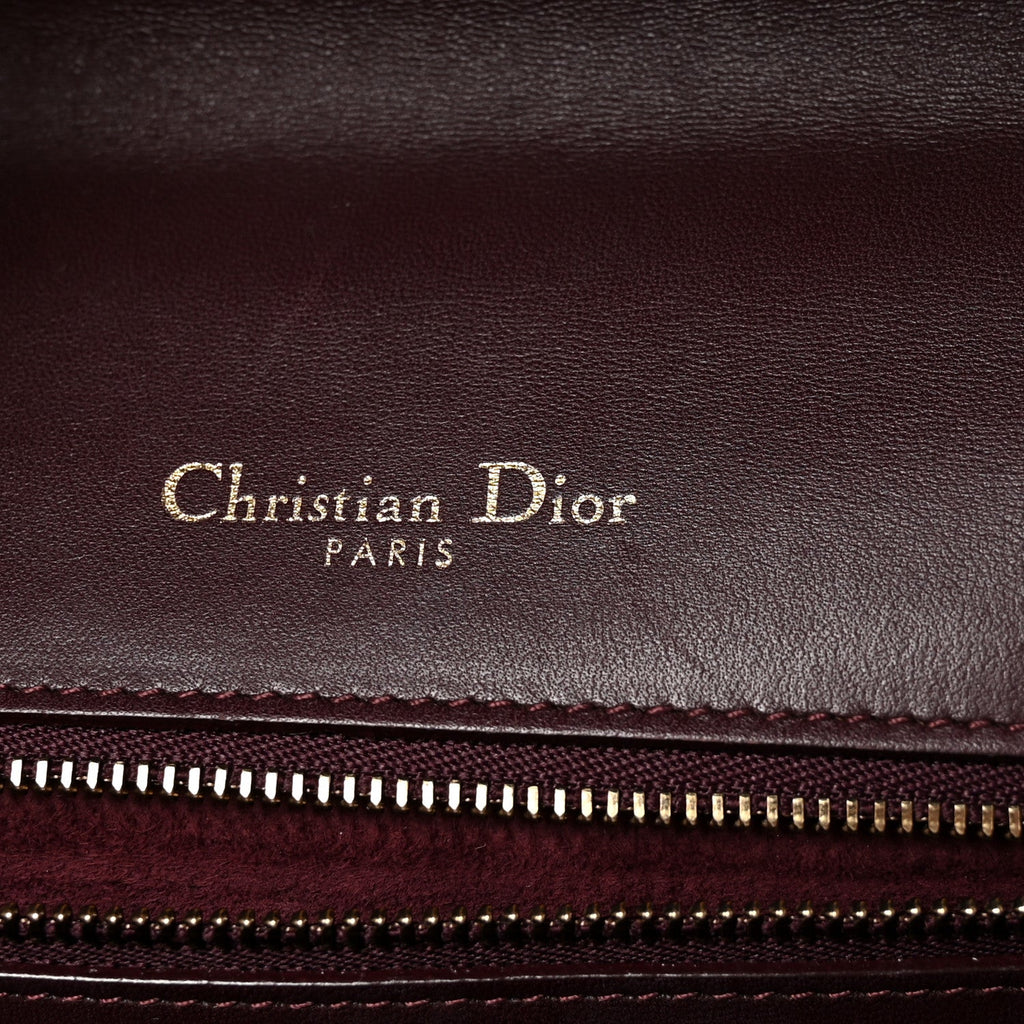 Lambskin Studded Medium Diorama Flap Bag Burgundy