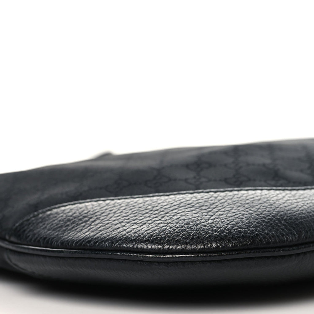 Denim Monogram Large Half Moon Hobo Black