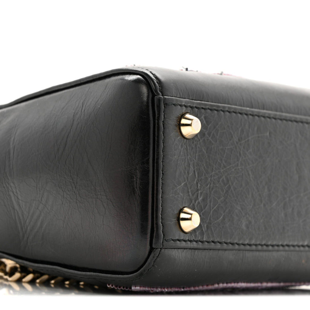 Calfskin Beaded Mini Lady Dior Black