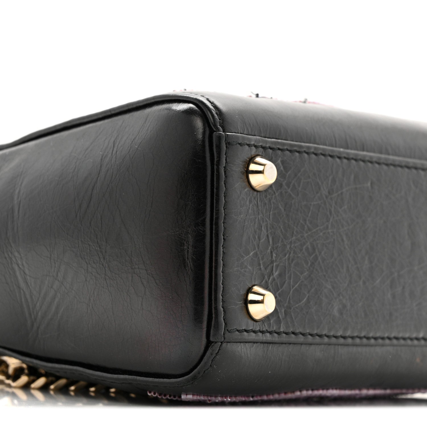 Calfskin Beaded Mini Lady Dior Black