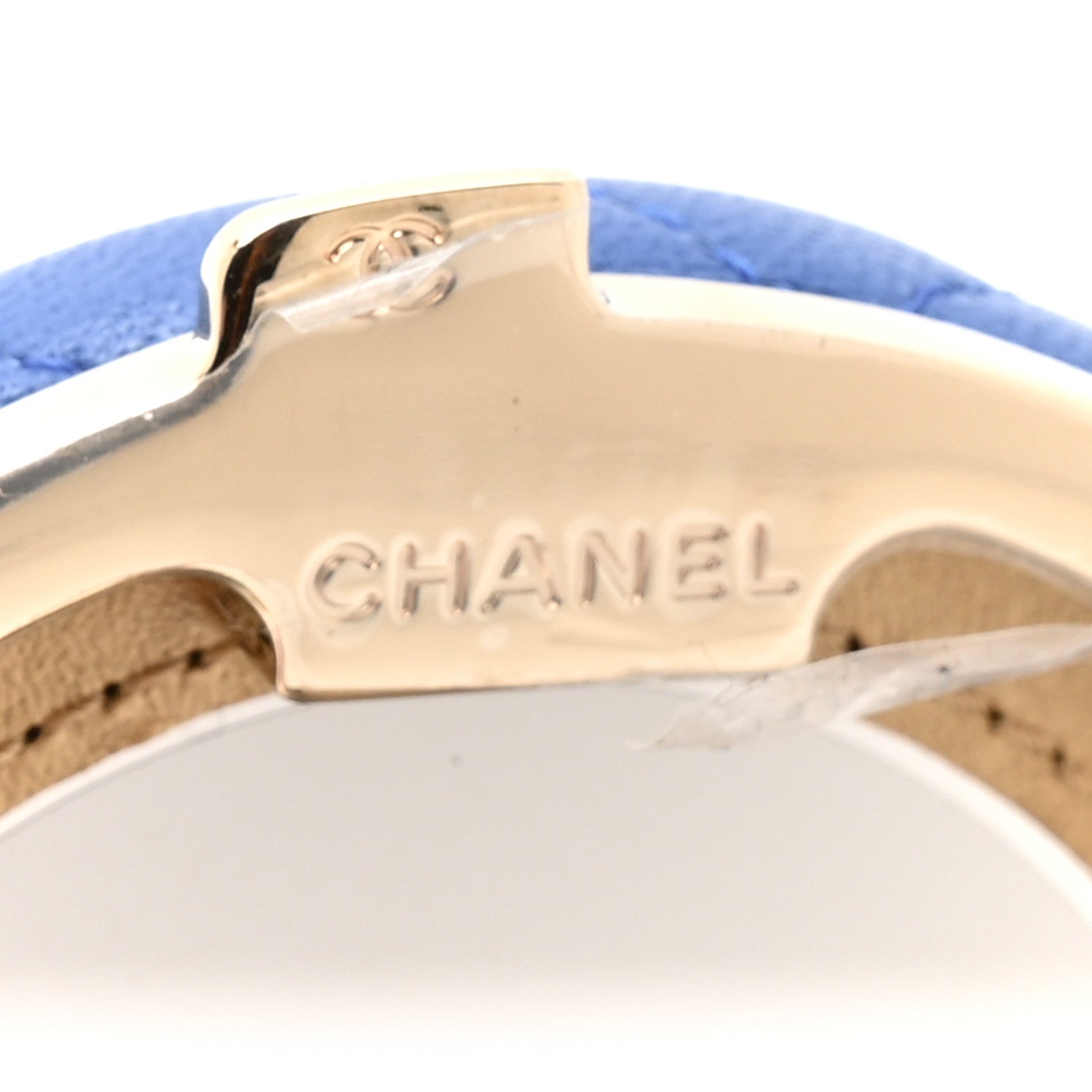 Lambskin Enamel Quilted Round Poker Chip Clutch With Chain Blue White