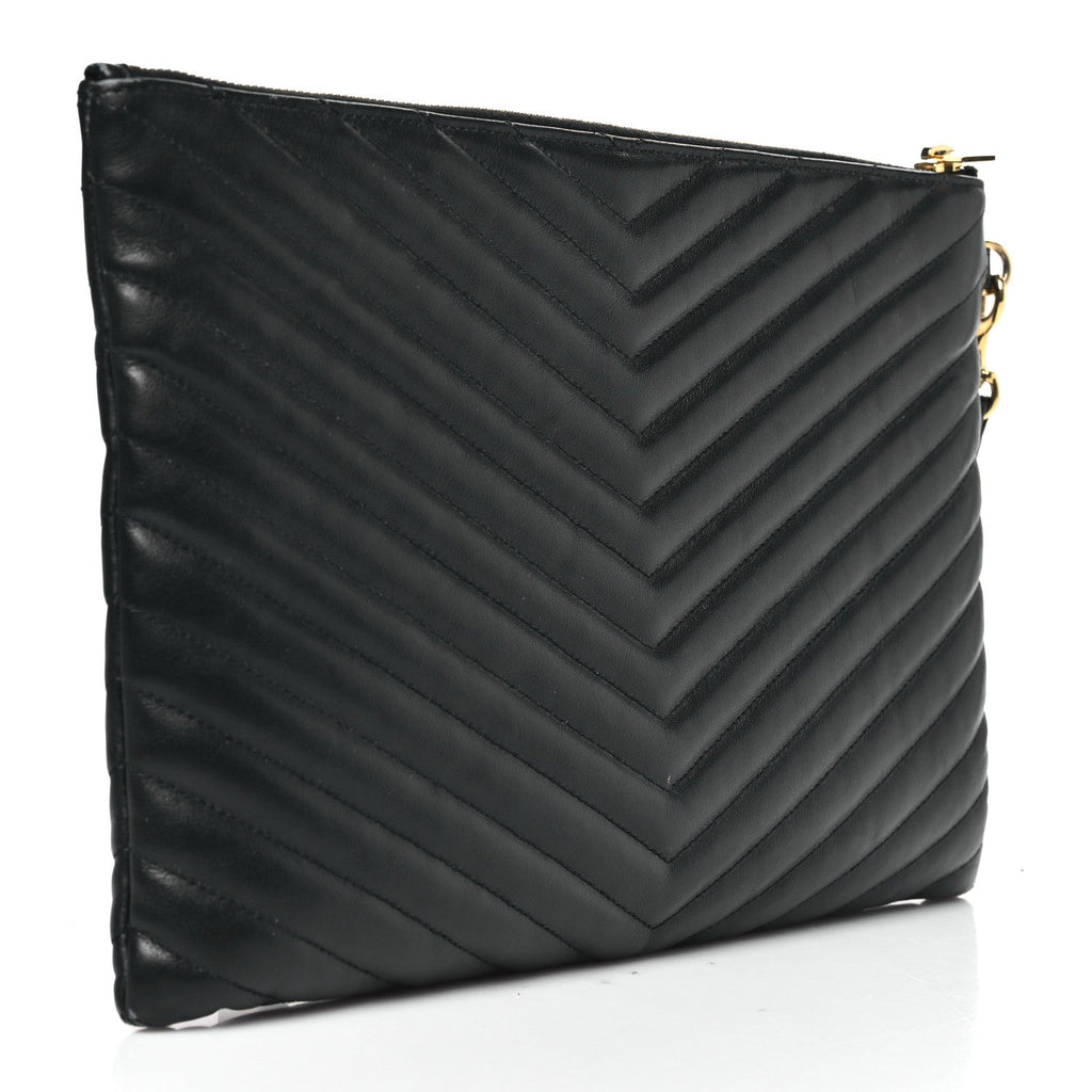 Calfskin Matelasse Monogram Cassandre Tablet Pouch Black