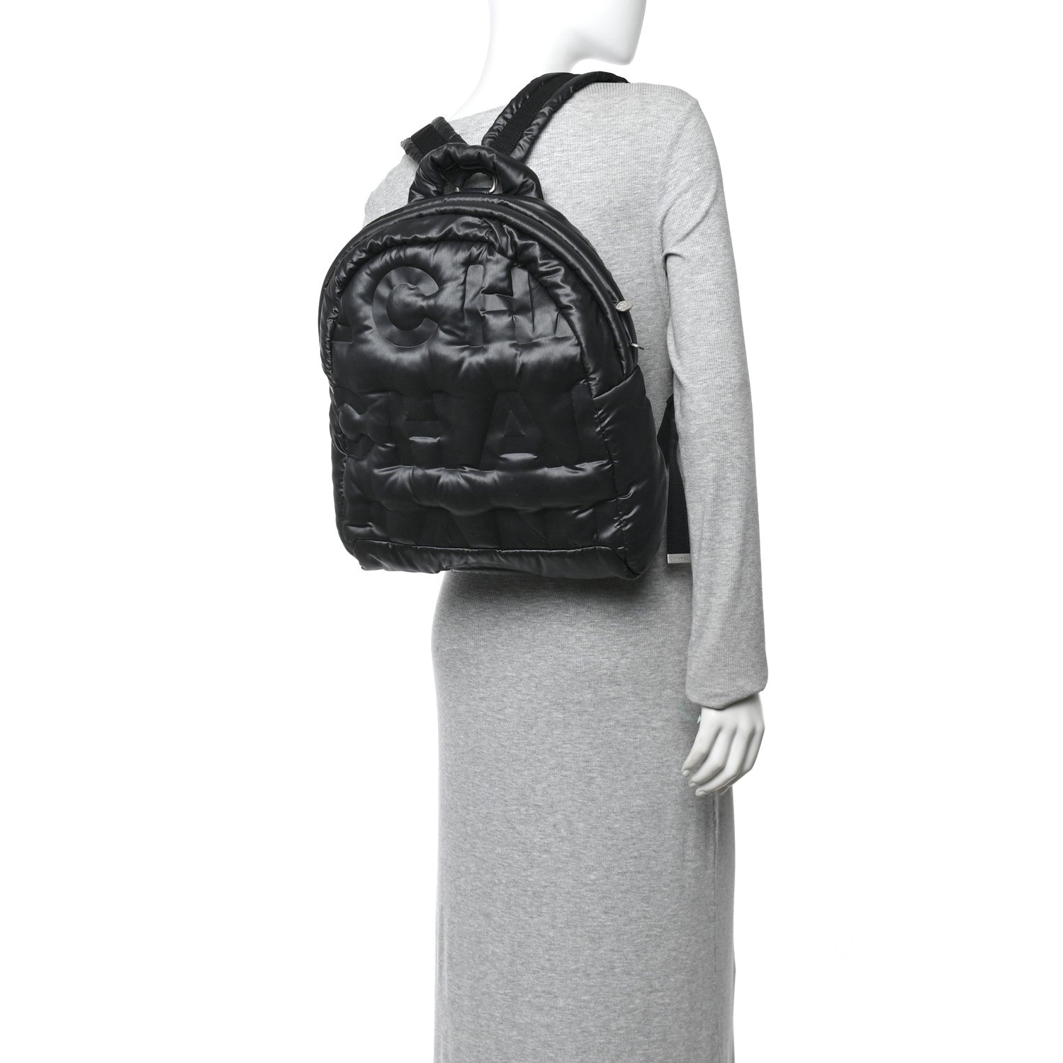 Nylon Embossed Small Doudoune Backpack Grey