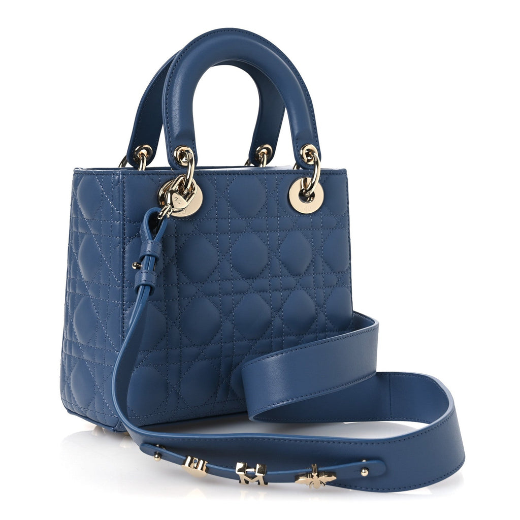 Lambskin Cannage Small My ABCDior Lady Dior Blue Denim