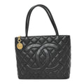 Caviar Quilted Medallion Tote Black