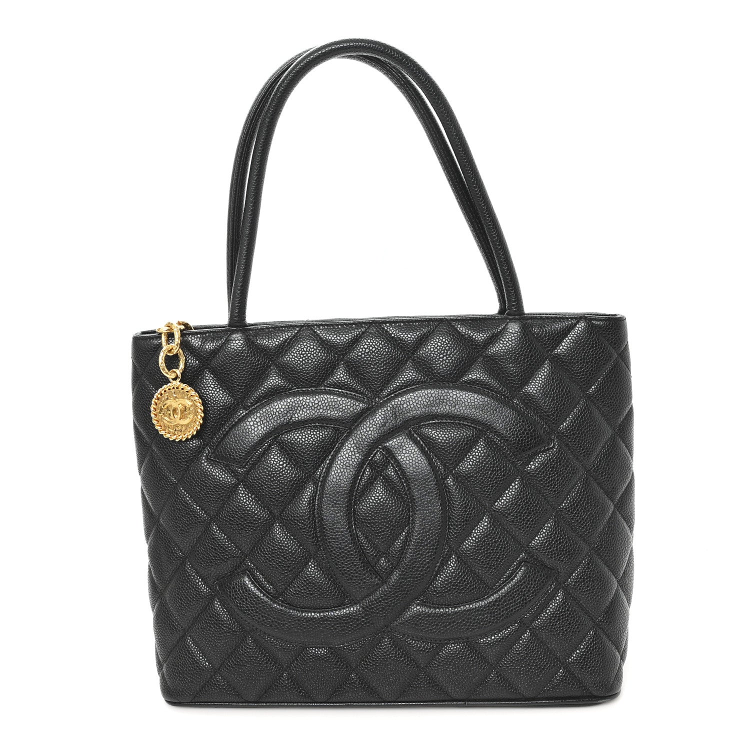 Caviar Quilted Medallion Tote Black