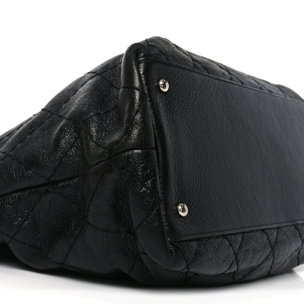 Glazed Calfskin Large On The Road Tote Black