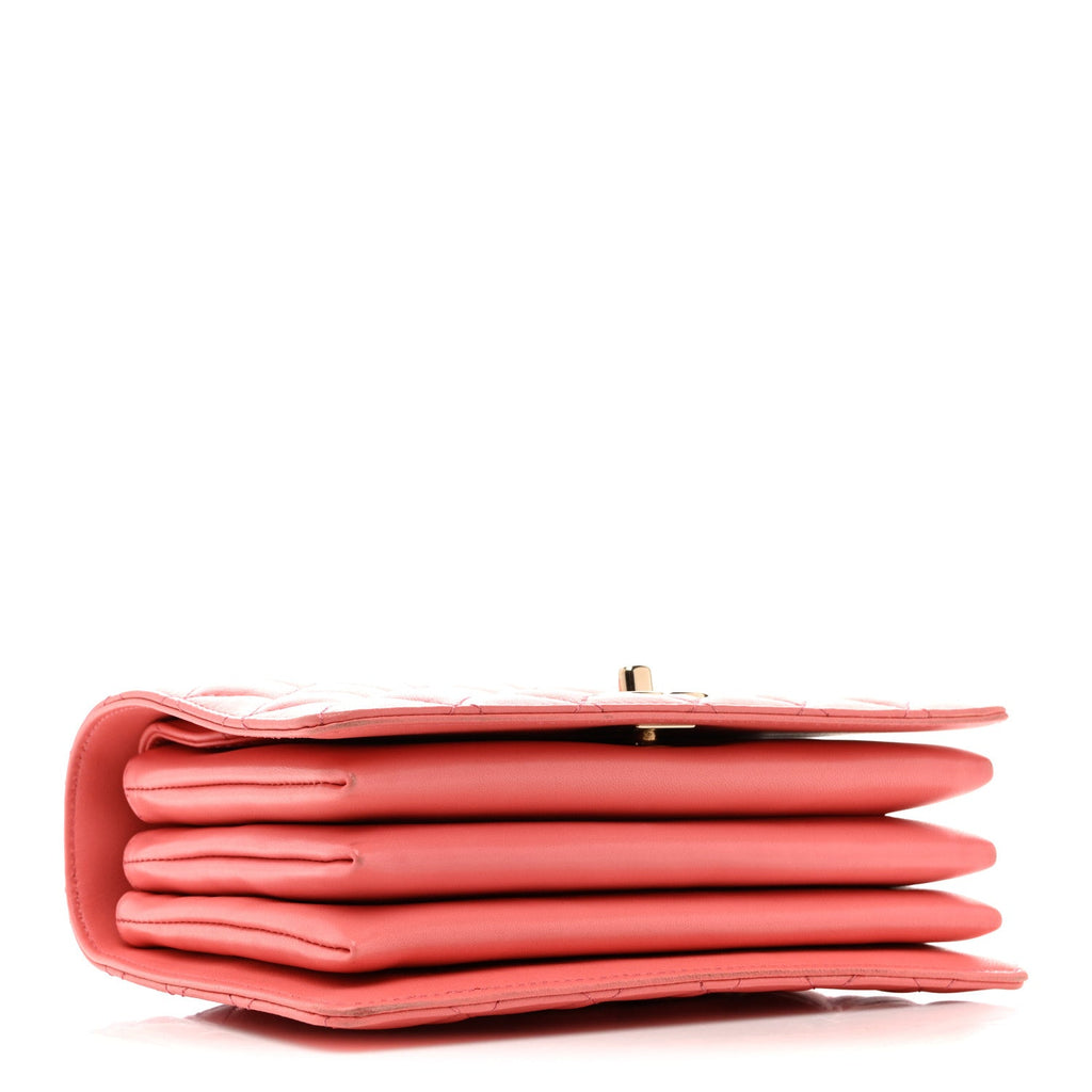 Lambskin Quilted Small Handle Tied Top Handle Flap Pink