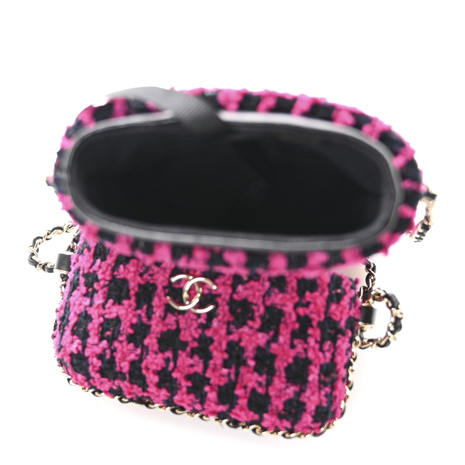 Tweed Chain Around Phone Holder Pink