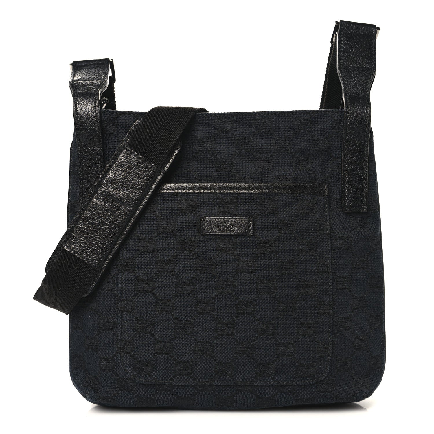 Monogram Flat Messenger Bag Black