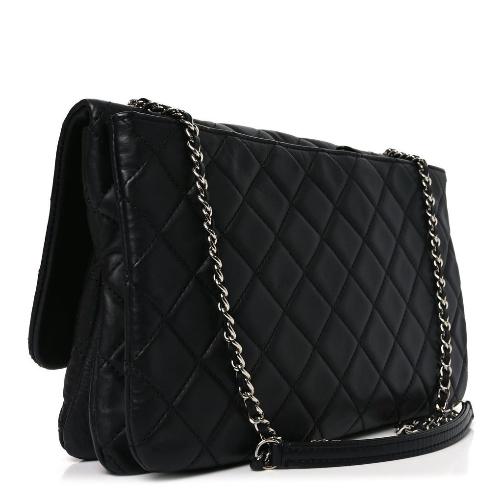 Lambskin Quilted Jumbo Chanel 3 Flap Bag Black