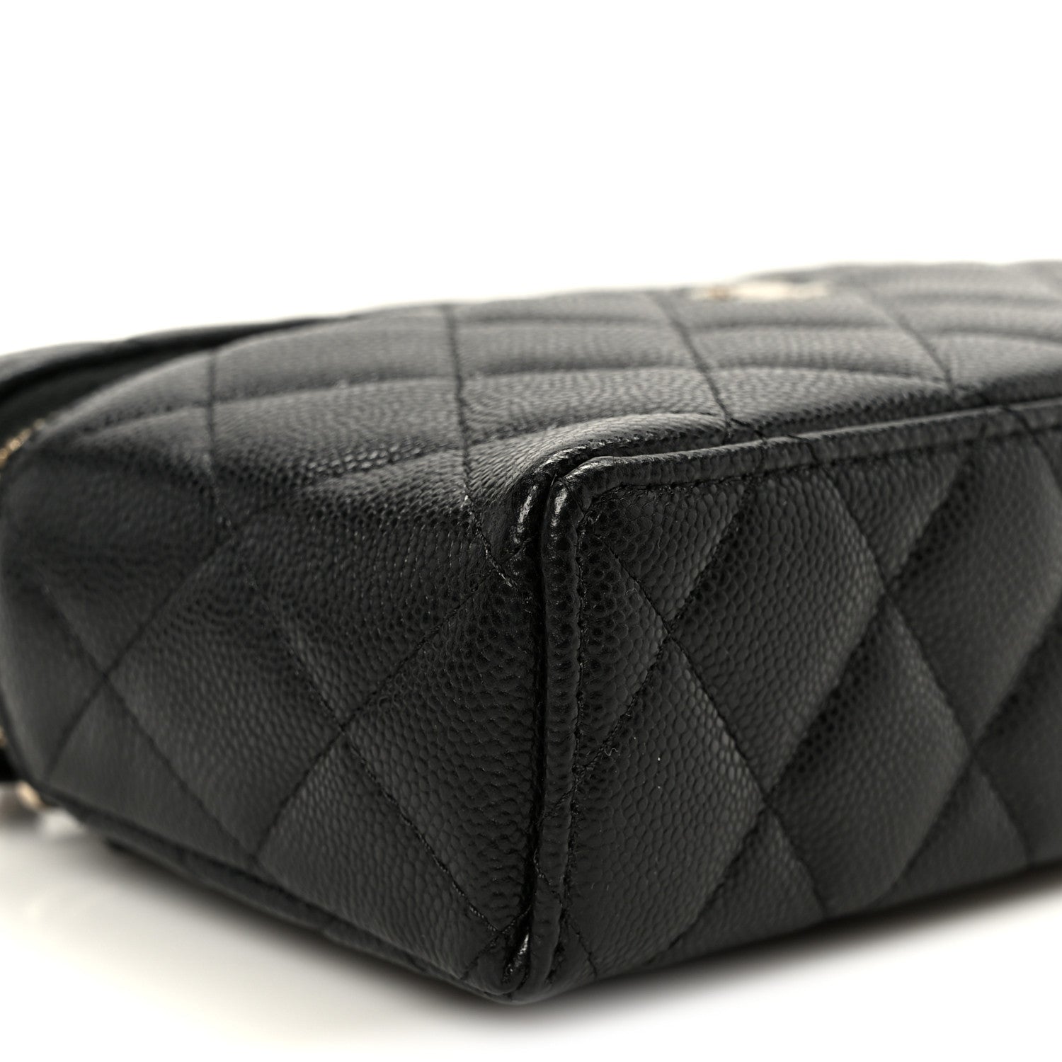 Caviar Quilted Top Handle Slim Vanity With Chain Black