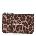 Calfskin Logo Leopard Print Cash Long Coin  Holder Beige White