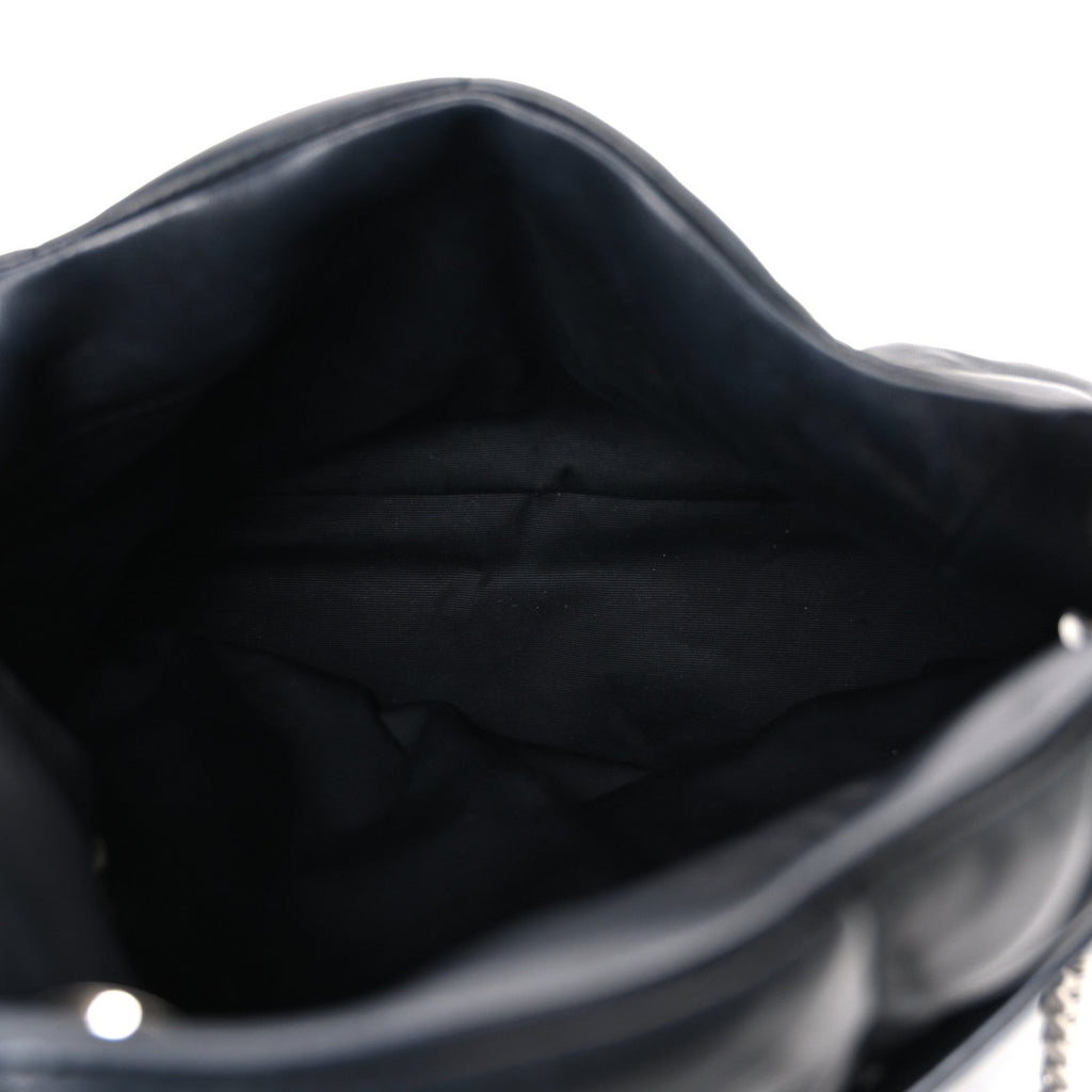 Lambskin Quilted Medium Loulou Puffer Monogram Chain Satchel Black