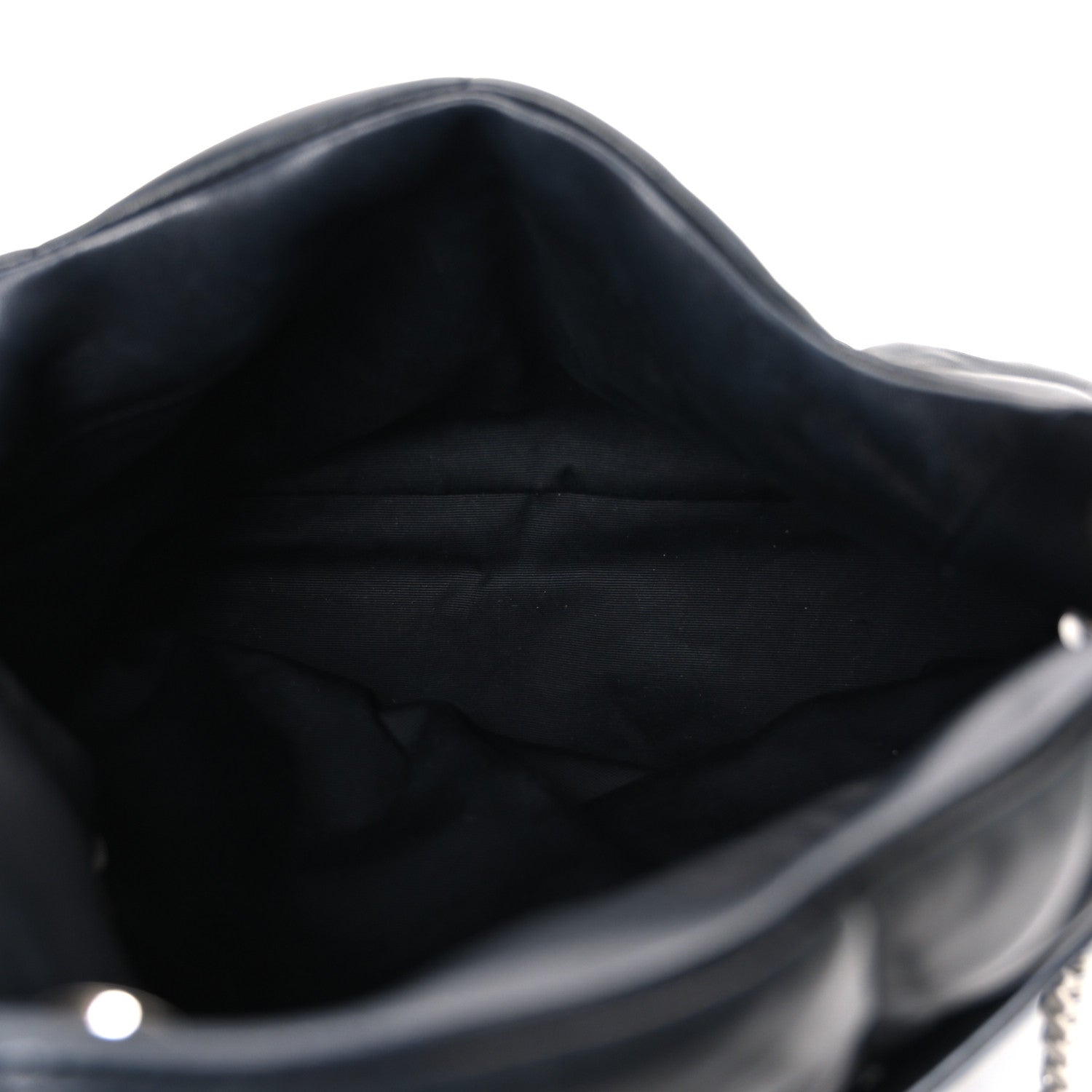 Lambskin Quilted Medium Loulou Puffer Monogram Chain Satchel Black