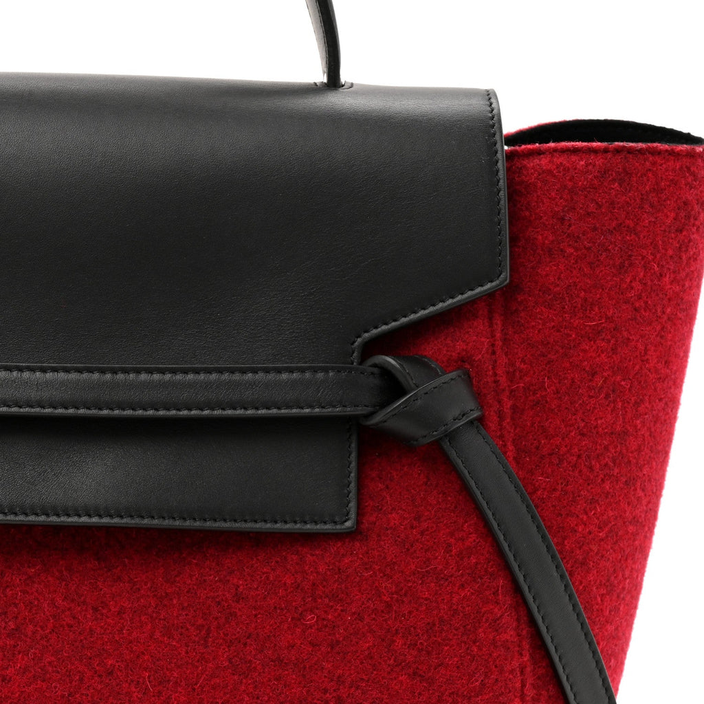 Felt Smooth Calfskin Mini Belt Bag Red