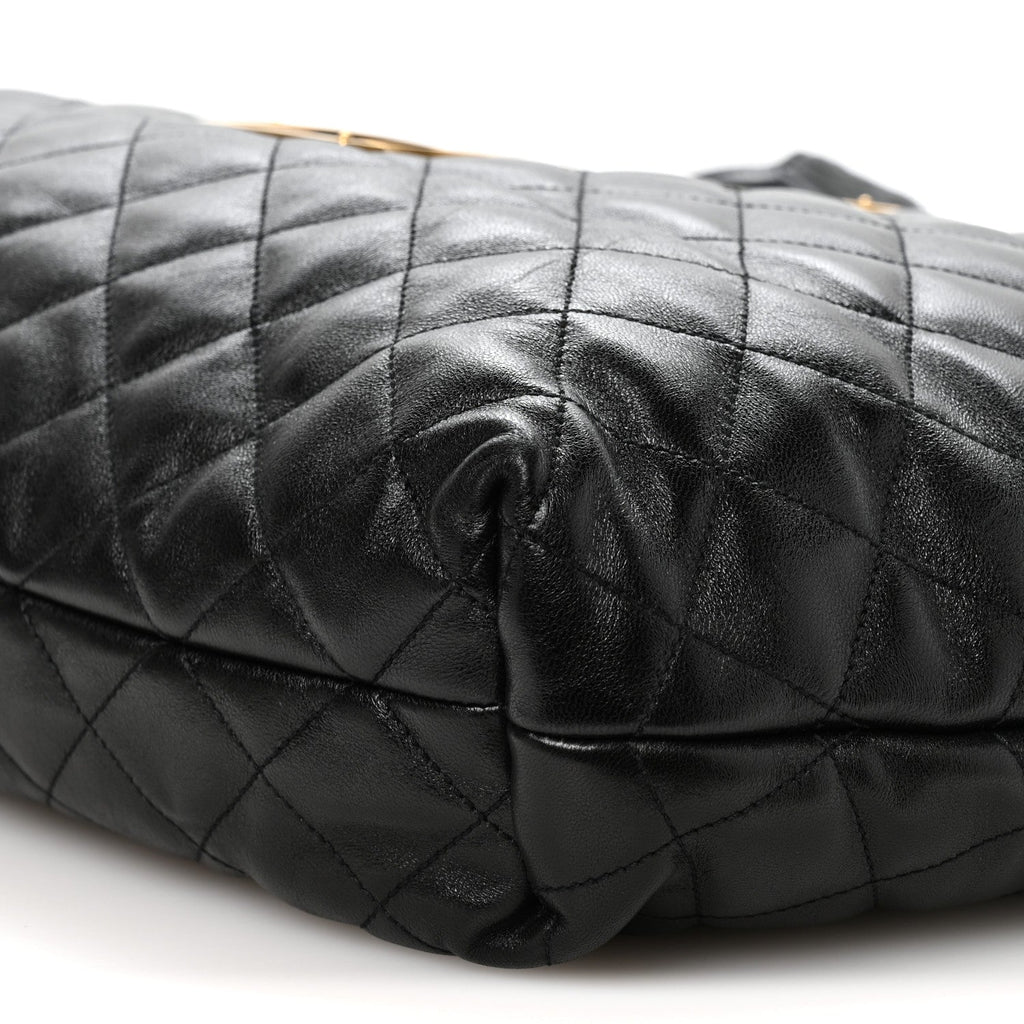 Lambskin Quilted Maxi Icare Shopping Tote Black