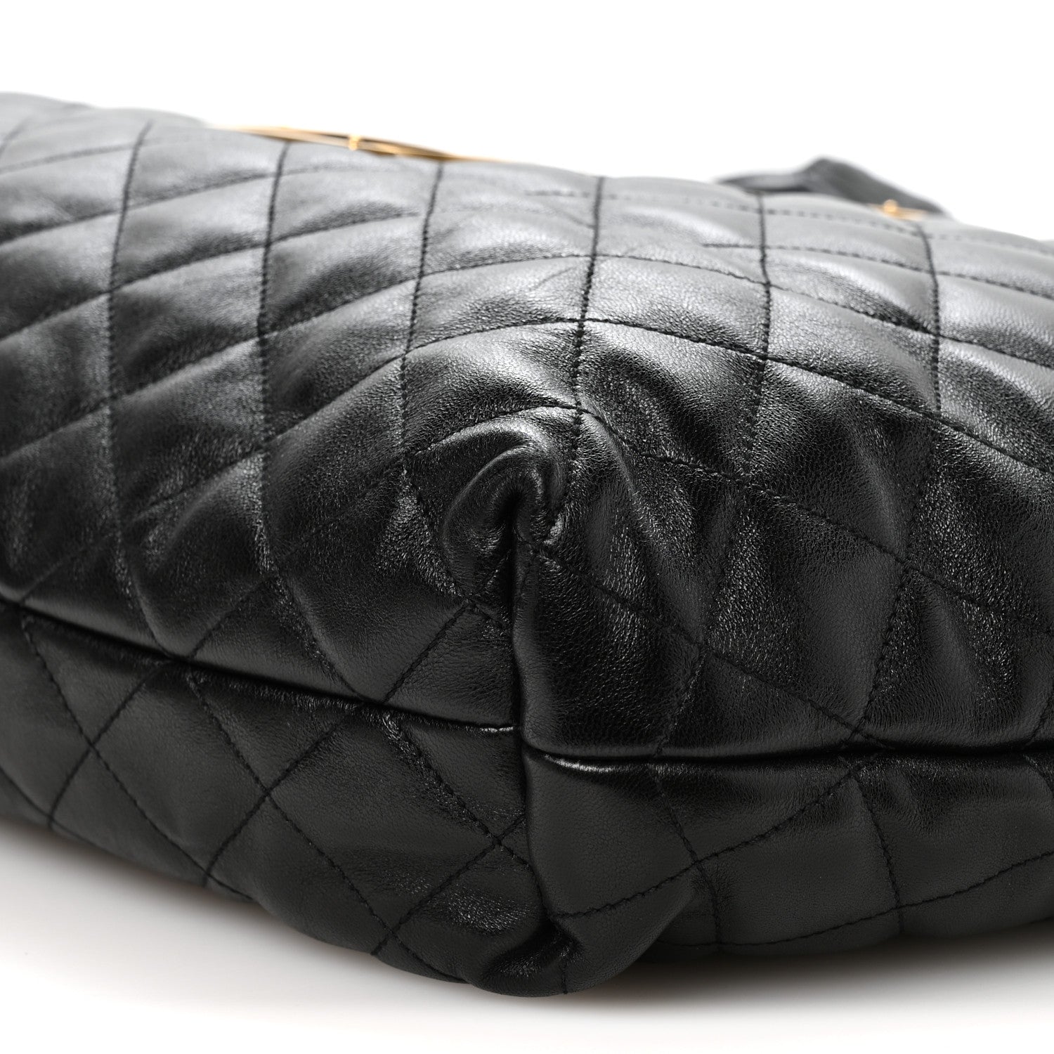 Lambskin Quilted Maxi Icare Shopping Tote Black
