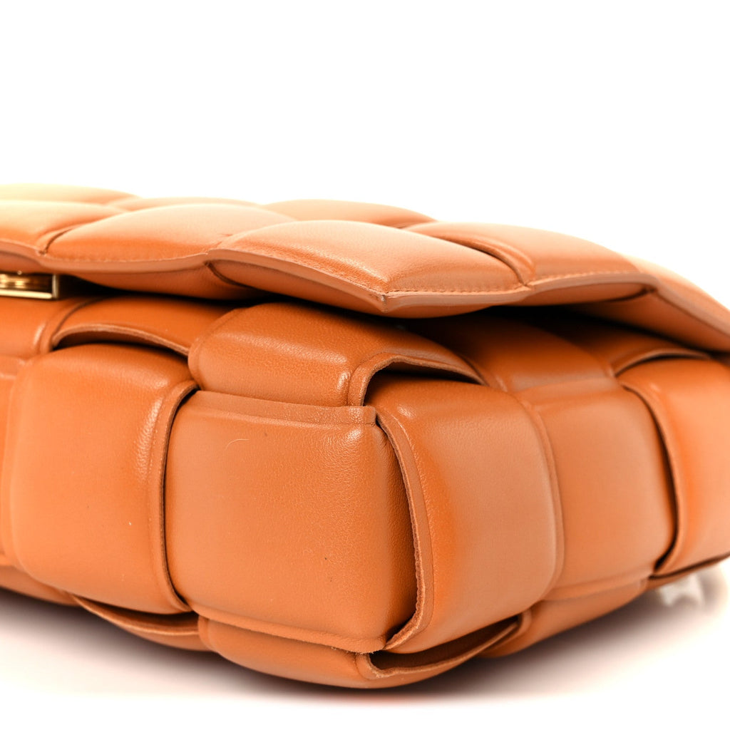Lambskin Maxi Intreccio Padded Chain Cassette Crossbody Bag Clay