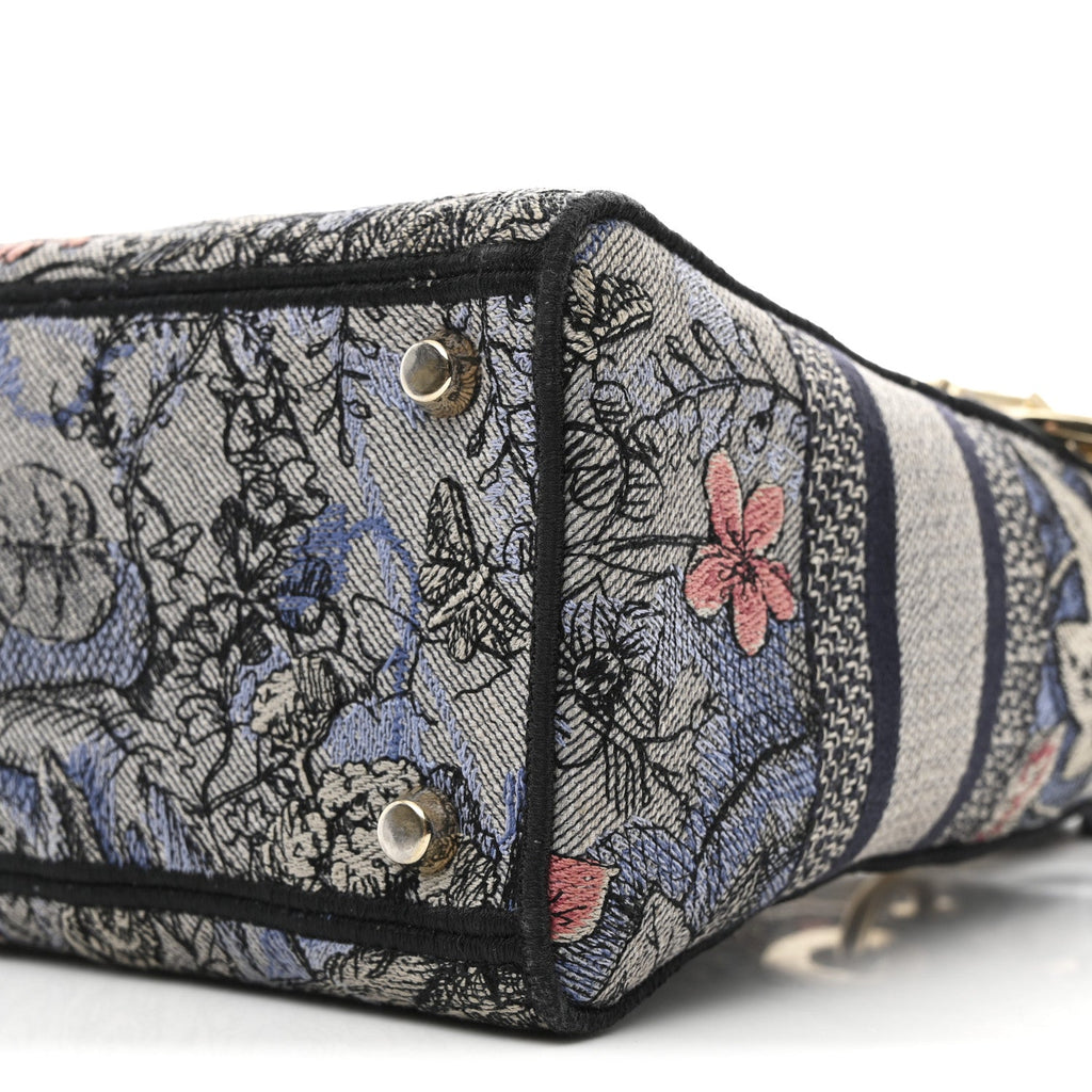 Canvas Embroidered Jardin Magique Medium Lady D-Lite Denim Multicolor