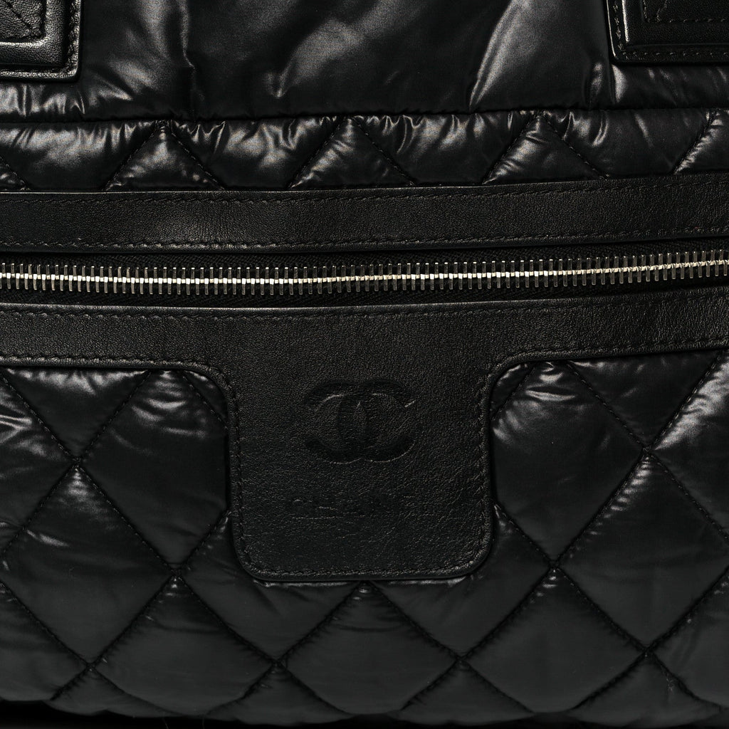 Nylon Quilted Small Coco Cocoon Tote Black