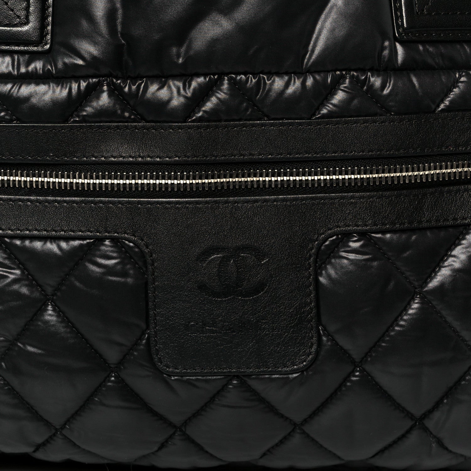 Nylon Quilted Small Coco Cocoon Tote Black
