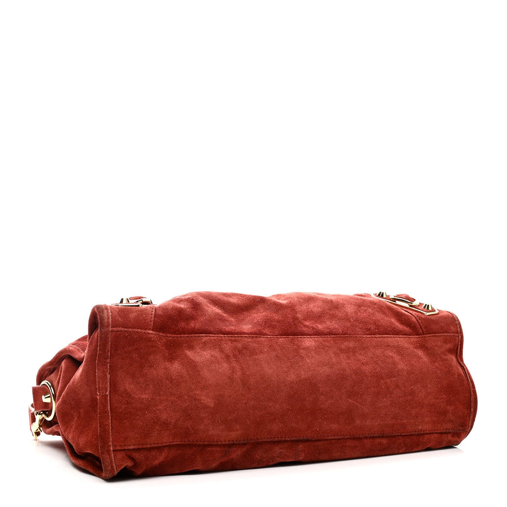 Baby Daim Suede Gold Metallic Edge Hardware City Bois De Rose Fonce