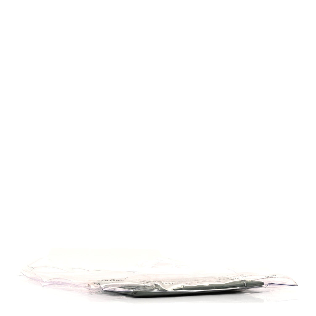 Plastic Bag with Cloudy Lambskin Solo Zip Pouch Clutch Celadon