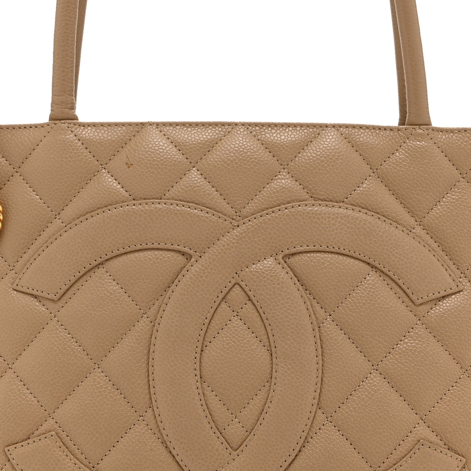 Caviar Quilted Medallion Tote Beige