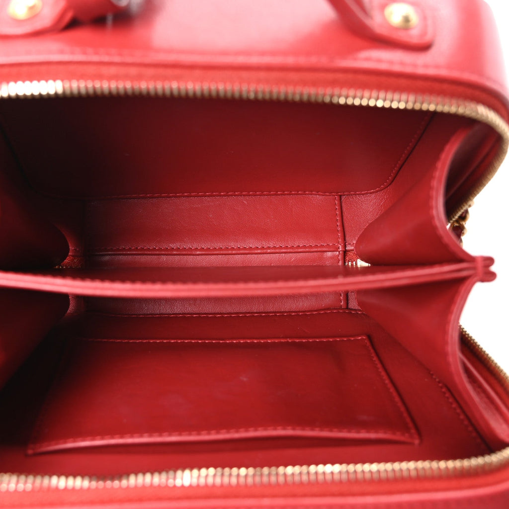 Goatskin Quilted Small CC Filigree Vanity Case Red