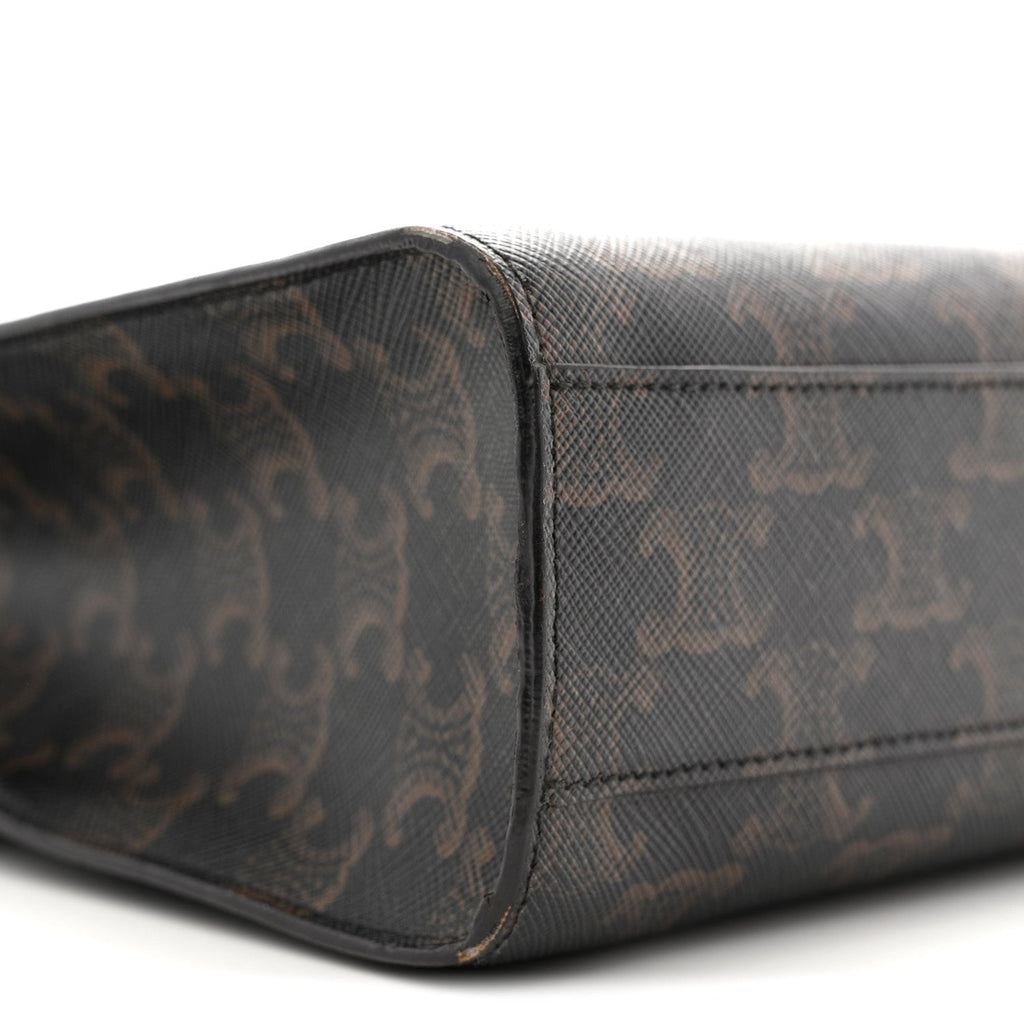 Triomphe Canvas Calfskin Small Vertical Cabas Tan