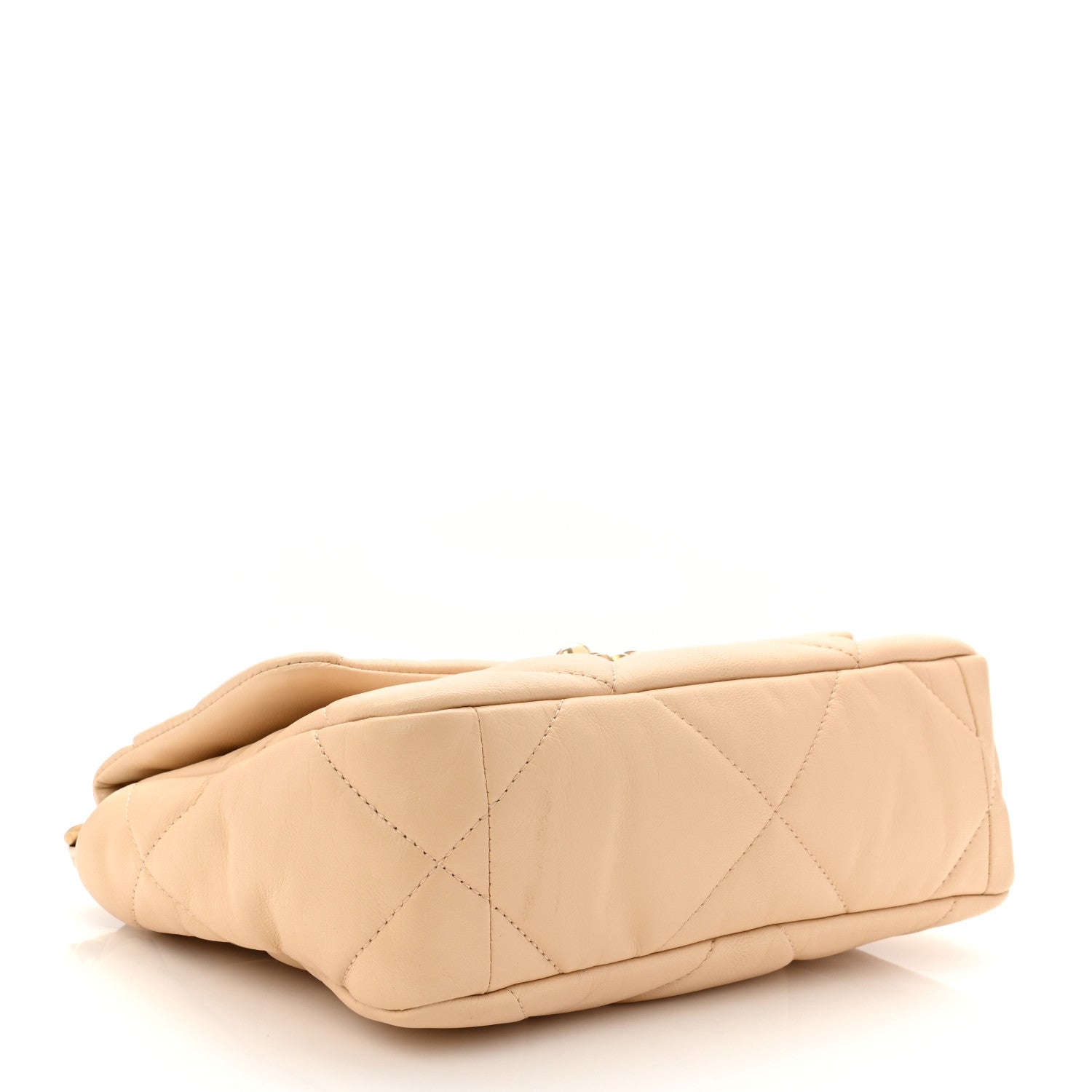 Shiny Goatskin Quilted Medium Chanel 19 Flap Beige
